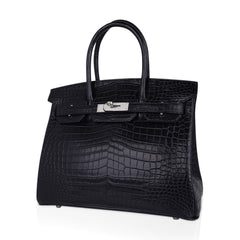 Birkin HSS 30 Matte Porosus Crocodile Black / Rose Pourpre Bag