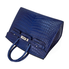 Limited Edition Birkin 25 Bag Sellier Indigo Aizome Porosus Crocodile with Palladium Hardware