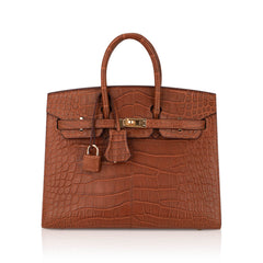 Birkin Sellier 25 Bag Gold Matte Alligator with Gold Hardware