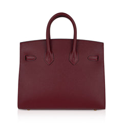 Birkin 25 Bag Sellier Rouge H Gold Hardware Veau Madame Leather