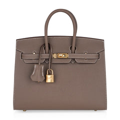 Birkin Sellier 25 Etoupe Gold Hardware Epsom Leather New w/Box