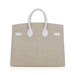 Limited Edition Birkin 20 Faubourg Sellier Bag Neige (Snow) White Matte Alligator