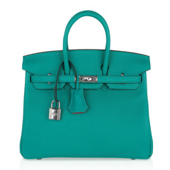 Verso Birkin 25 Bag Vert Verone & Rose Lipstick Novillo Leather with Palladium Hardware