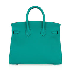 Verso Birkin 25 Bag Vert Verone & Rose Lipstick Novillo Leather with Palladium Hardware