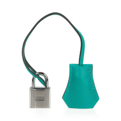 Verso Birkin 25 Bag Vert Verone & Rose Lipstick Novillo Leather with Palladium Hardware