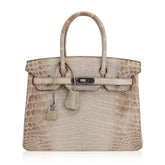 Birkin 30 Bag Gris Cendre Himalaya Crocodile Palladium Hardware
