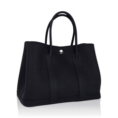 Garden Party 30 Bag Black Vache Country Leather with Palladium Hardware