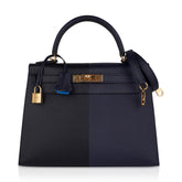 Kelly Casaque 28 Bag Black / Bleu Indigo Sellier Limited Edition