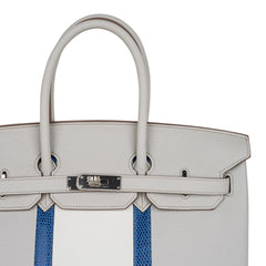 Limited Edition Club Birkin 35 Bag Gris Perle Blanc Clemence Leather with Palladium Hardware