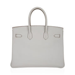 Limited Edition Club Birkin 35 Bag Gris Perle Blanc Clemence Leather with Palladium Hardware