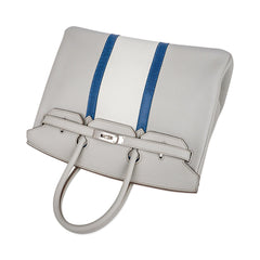 Limited Edition Club Birkin 35 Bag Gris Perle Blanc Clemence Leather with Palladium Hardware