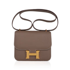 Constance Mini 18 Bag Etoupe Gold Hardware Epsom Leather