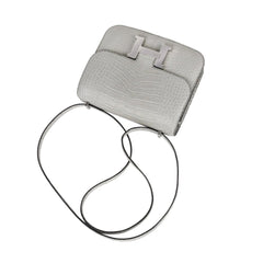 Mini Constance Bag 18 Gris Perle Matte Alligator with Palladium Hardware