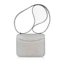 Mini Constance Bag 18 Gris Perle Matte Alligator with Palladium Hardware