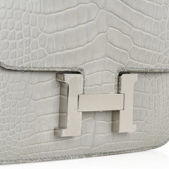 Mini Constance Bag 18 Gris Perle Matte Alligator with Palladium Hardware