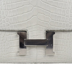 Mini Constance Bag 18 Gris Perle Matte Alligator with Palladium Hardware