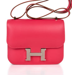 Mini III Constance 18 Bag Rose Lipstick Pink Veau Tadelakt Leather with Palladium Hardware