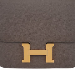 Mini Constance 18 Bag Etain Epsom Leather with Gold Hardware
