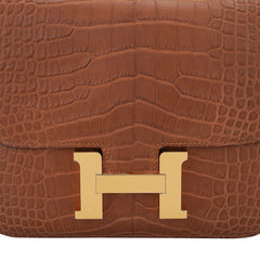 Mini Constance 18 Mirror Bag Gold Matte Alligator with Gold Hardware