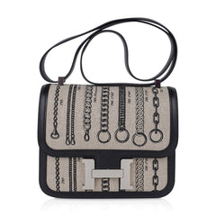 Constance 24 Bag De Camp Dechainee Toile and Black Swift Leather