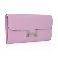 Constance Long To Go Wallet Mauve Sylvestre Epsom Leather with Palladium Hardware