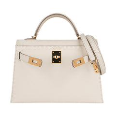 Kelly 20 Mini Sellier Bag Craie Epsom Leather Gold Hardware