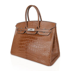 Diamond Birkin 35 Bag Fauve Barenia Matte Alligator Rare