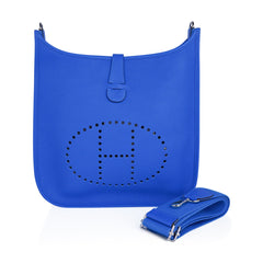 Evelyne GM Bag Blue Hydra Clemence Leather with Palladium Hardware