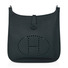 Bag Evelyne GM Vert Fonce Clemence Palladium Hardware New w/ Box