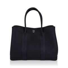 Garden Party 30 Bag Black Vache Country Leather with Palladium Hardware