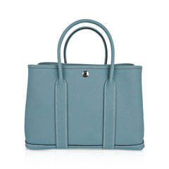 Bag Garden Party 30 Bag Ciel / Vache Country Leather Palladium New w/Box