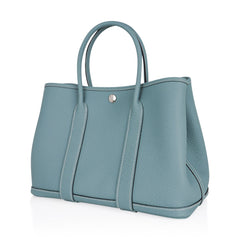 Bag Garden Party 30 Bag Ciel / Vache Country Leather Palladium New w/Box