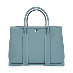 Bag Garden Party 30 Bag Ciel / Vache Country Leather Palladium New w/Box
