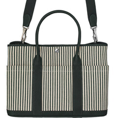 Garden Party 36 Bag Pockets Canvas Vert Anglais & Vert Fonce Vache Country Leather with Palladium Hardware