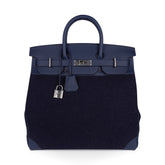 HAC Birkin 40 Bag Blue Nuit Feutre and Blue de Malte Evercolor Leather with Palladium Hardware