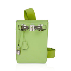 Hac a Dos PM Backpack Vert Absinthe Togo Leather with Palladium Hardware