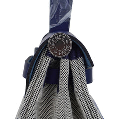 Herbag Zip 31 Bag Brides de Gala Toile Blue Sapphire Vache Hunter Leather with Palladium Hardware