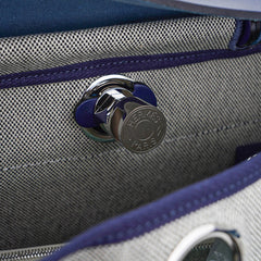 Herbag Zip 31 Bag Brides de Gala Toile Blue Sapphire Vache Hunter Leather with Palladium Hardware