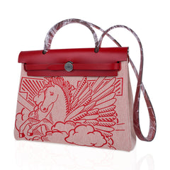 Special Edition Herbag Zip 31 Bag Pegase Pop Rouge Vache Hunter Leather with Palladium Hardware