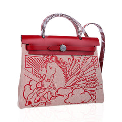 Special Edition Herbag Zip 31 Bag Pegase Pop Rouge Vache Hunter Leather with Palladium Hardware