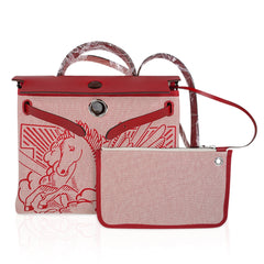 Special Edition Herbag Zip 31 Bag Pegase Pop Rouge Vache Hunter Leather with Palladium Hardware