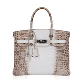 Birkin 30 Bag Himalaya Blanc Crocodile Palladium Hardware