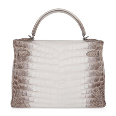 Limited Edition Kelly 32 Bag in Himalaya Crocodile with Palladium Hardware