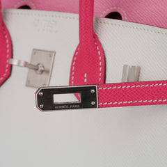 Special Order HSS Birkin 25 Bag White Rose Tyrien and Rose Confetti Epsom Leather