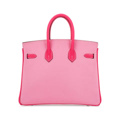 Special Order HSS Birkin 25 Bag White Rose Tyrien and Rose Confetti Epsom Leather