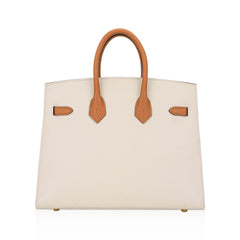 Special Order HSS Birkin 25 Sellier Craie and Sesame Gold Hardware Epsom Leather
