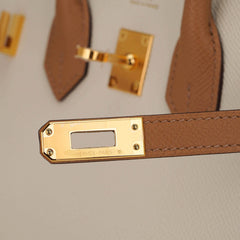 Special Order HSS Birkin 25 Sellier Craie and Sesame Gold Hardware Epsom Leather
