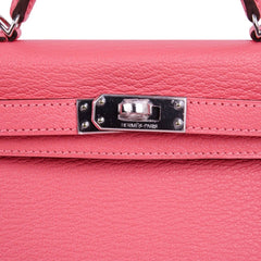 Kelly 20 Mini Sellier Bag Rose Lipstick Chevre Leather Palladium Hardware