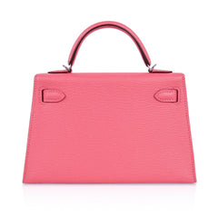 Kelly 20 Mini Sellier Bag Rose Lipstick Chevre Leather Palladium Hardware