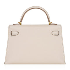 Kelly 20 Mini Sellier Bag Craie Epsom Leather Gold Hardware New w/Box